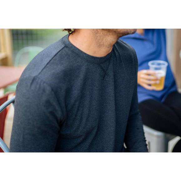 NEW FREE FLY men's bamboo flex long sleeve top in heather black - Picture 3 of 3